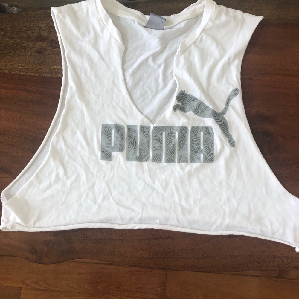 Puma raw cut short crop large arm shirt